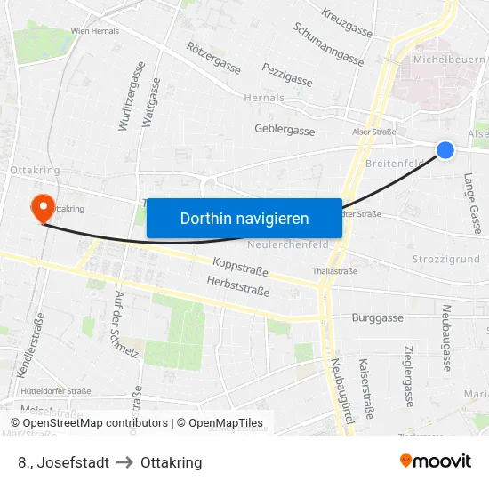 8., Josefstadt to Ottakring map