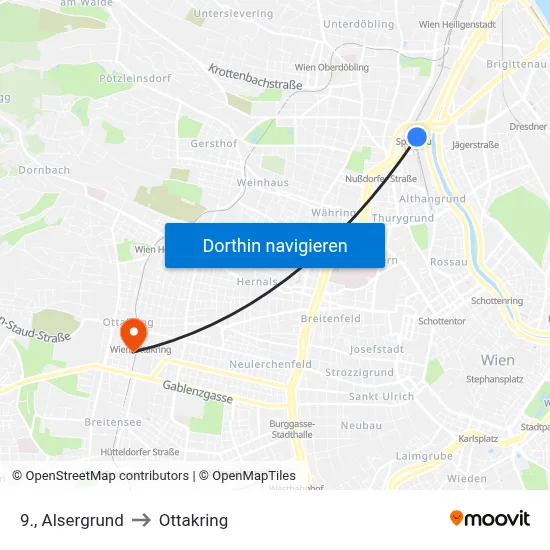 9., Alsergrund to Ottakring map