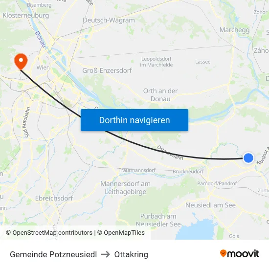 Gemeinde Potzneusiedl to Ottakring map