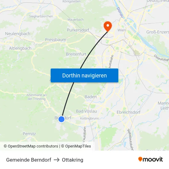 Gemeinde Berndorf to Ottakring map