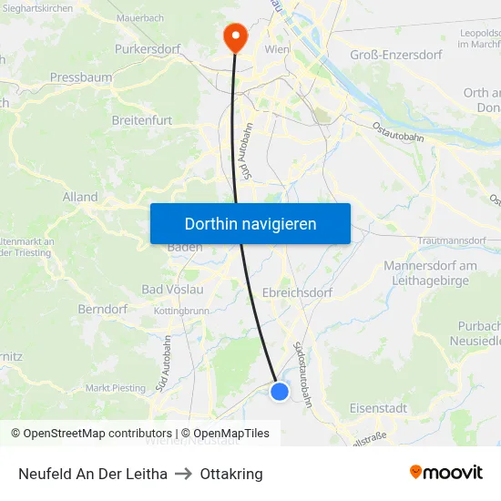 Neufeld An Der Leitha to Ottakring map