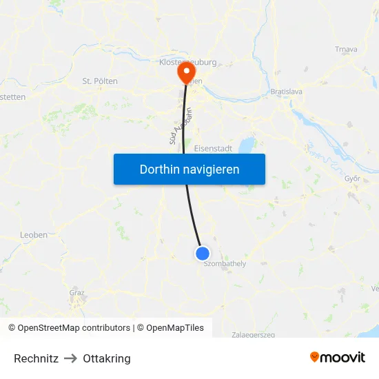Rechnitz to Ottakring map