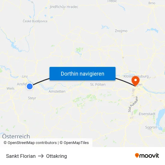 Sankt Florian to Ottakring map