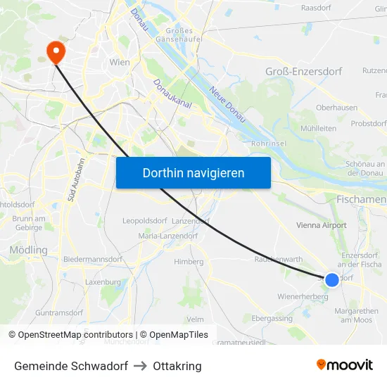 Gemeinde Schwadorf to Ottakring map
