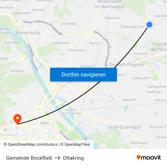Gemeinde Bockfließ to Ottakring map