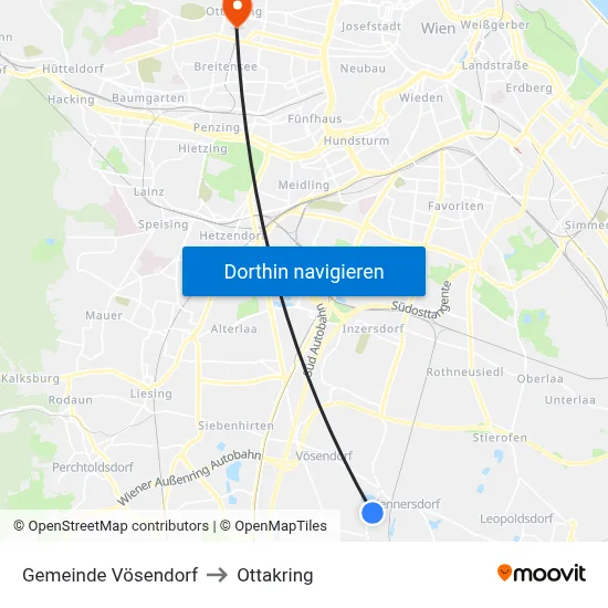 Gemeinde Vösendorf to Ottakring map