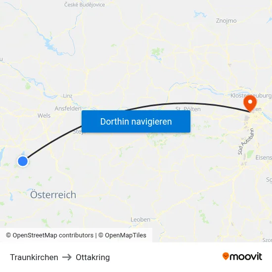Traunkirchen to Ottakring map