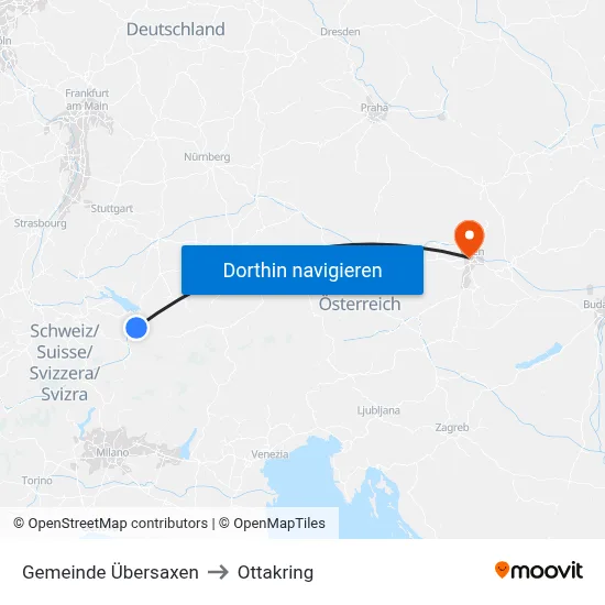 Gemeinde Übersaxen to Ottakring map