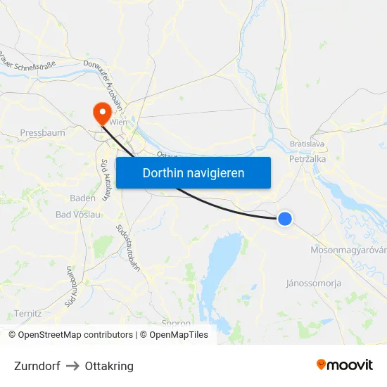 Zurndorf to Ottakring map