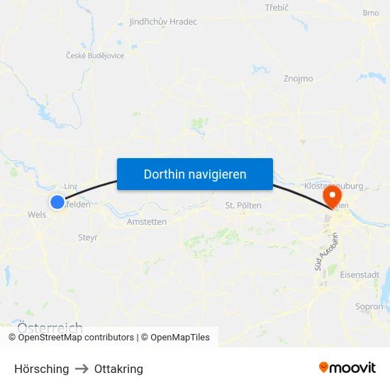Hörsching to Ottakring map