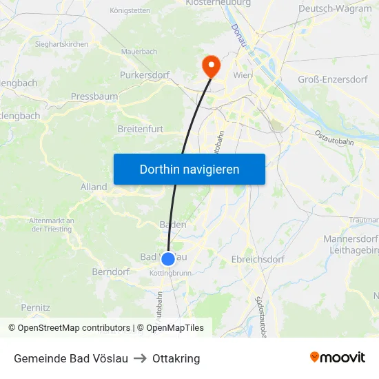 Gemeinde Bad Vöslau to Ottakring map