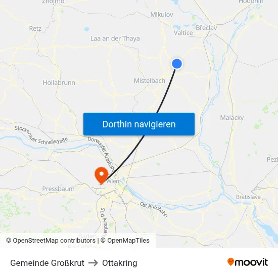 Gemeinde Großkrut to Ottakring map