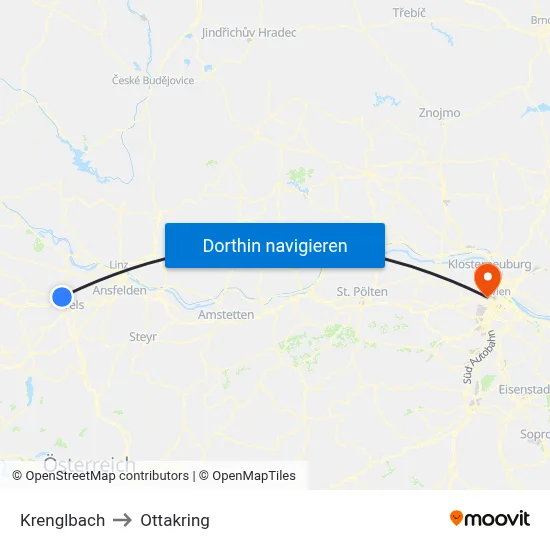 Krenglbach to Ottakring map