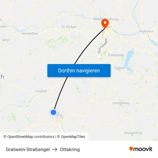 Gratwein-Straßengel to Ottakring map