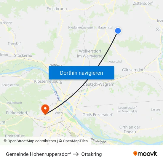 Gemeinde Hohenruppersdorf to Ottakring map