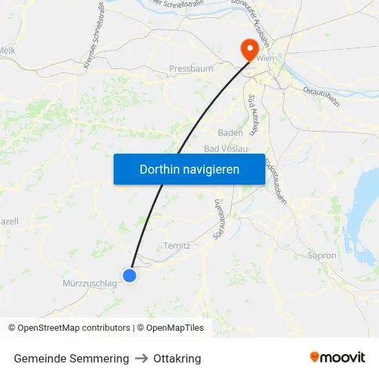 Gemeinde Semmering to Ottakring map