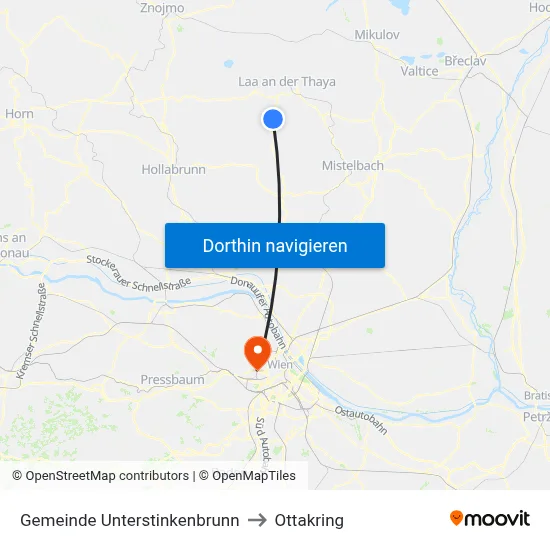 Gemeinde Unterstinkenbrunn to Ottakring map