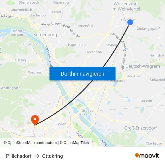 Pillichsdorf to Ottakring map