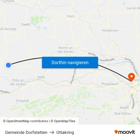 Gemeinde Dorfstetten to Ottakring map