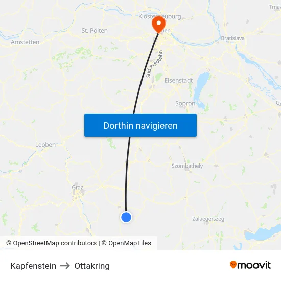 Kapfenstein to Ottakring map