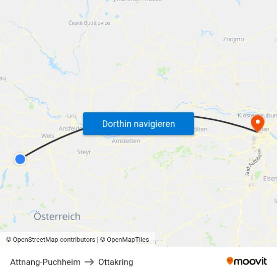 Attnang-Puchheim to Ottakring map
