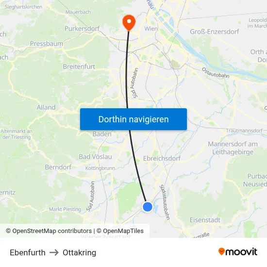Ebenfurth to Ottakring map