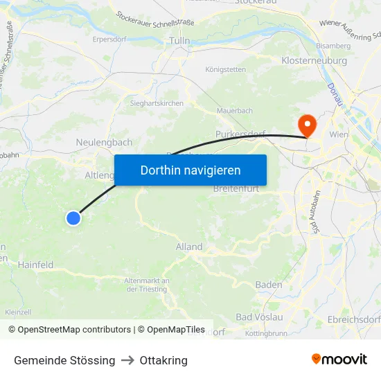Gemeinde Stössing to Ottakring map