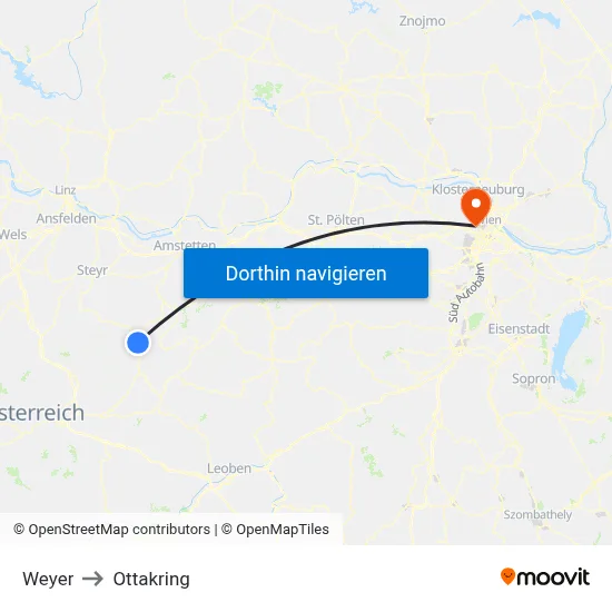 Weyer to Ottakring map
