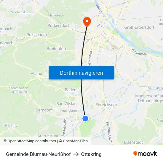Gemeinde Blumau-Neurißhof to Ottakring map