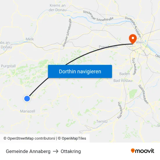 Gemeinde Annaberg to Ottakring map