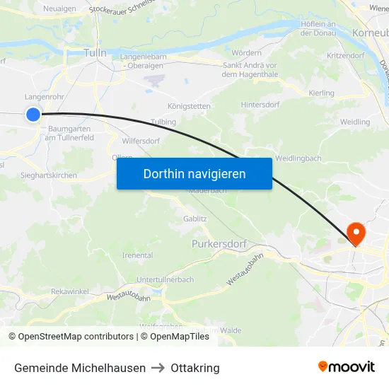 Gemeinde Michelhausen to Ottakring map