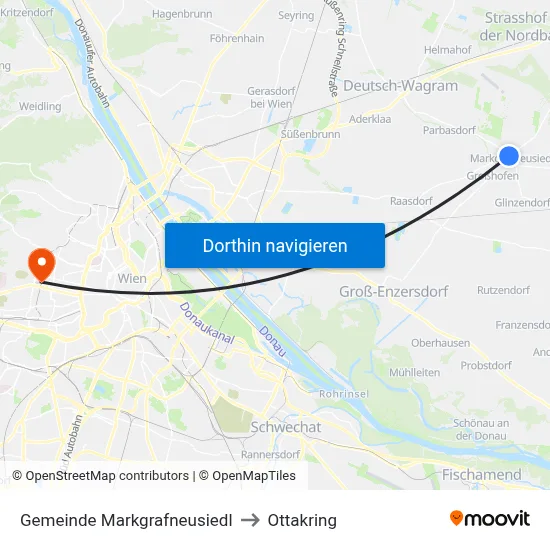 Gemeinde Markgrafneusiedl to Ottakring map