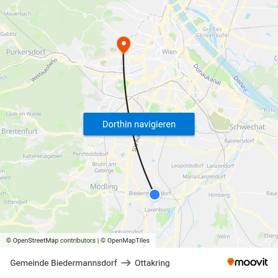 Gemeinde Biedermannsdorf to Ottakring map