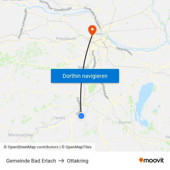 Gemeinde Bad Erlach to Ottakring map