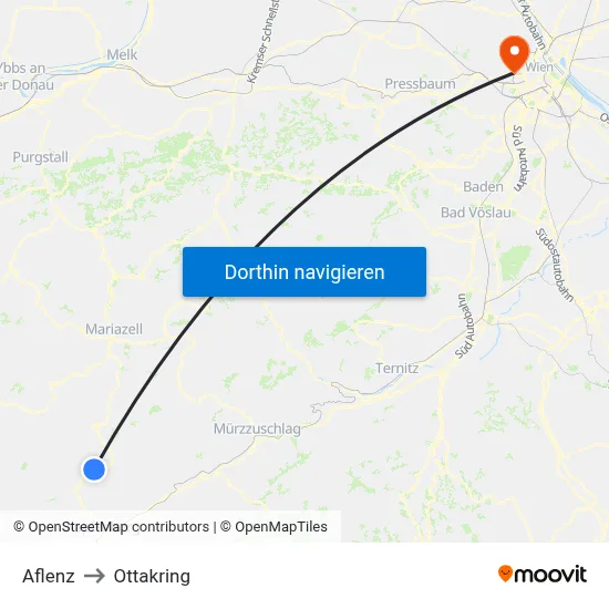 Aflenz to Ottakring map