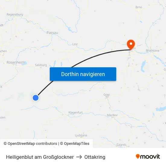 Heiligenblut am Großglockner to Ottakring map