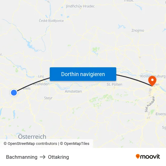 Bachmanning to Ottakring map