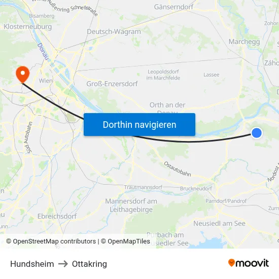 Hundsheim to Ottakring map