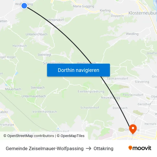 Gemeinde Zeiselmauer-Wolfpassing to Ottakring map