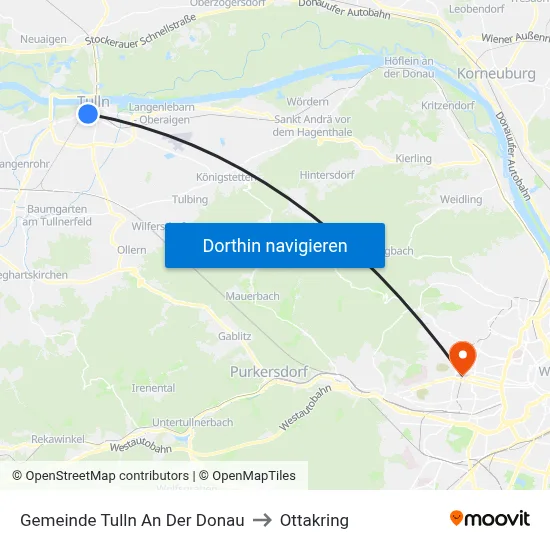 Gemeinde Tulln An Der Donau to Ottakring map
