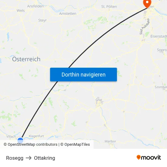 Rosegg to Ottakring map