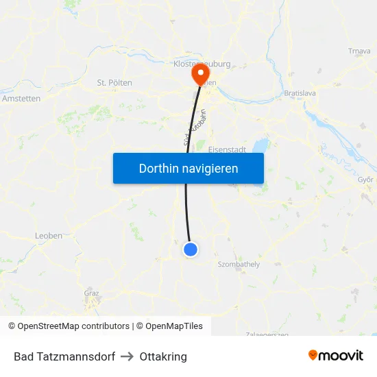 Bad Tatzmannsdorf to Ottakring map