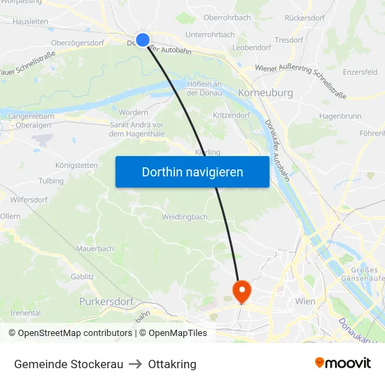 Gemeinde Stockerau to Ottakring map