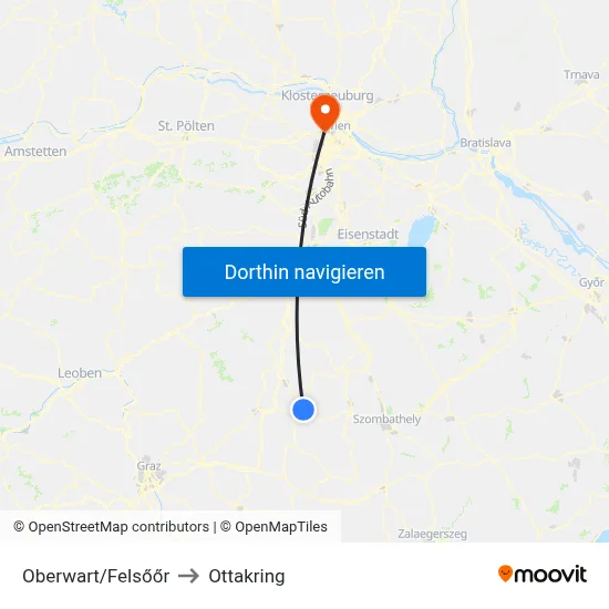 Oberwart/Felsőőr to Ottakring map