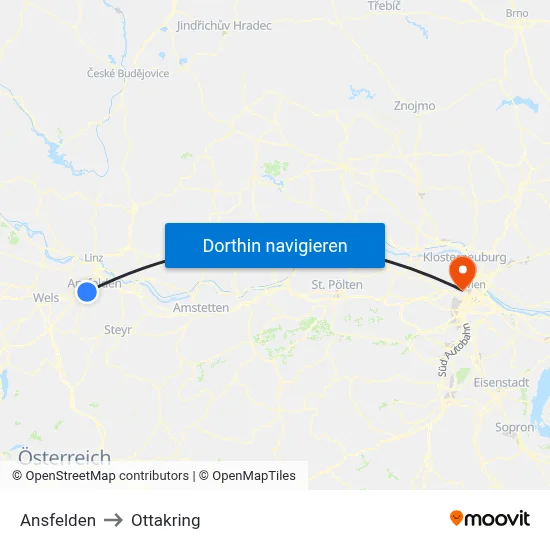 Ansfelden to Ottakring map