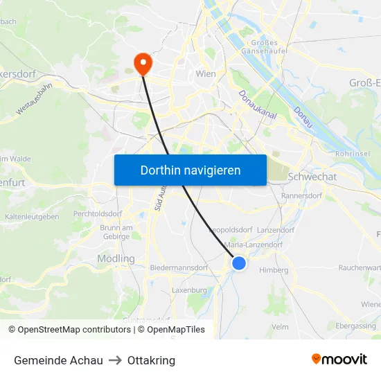 Gemeinde Achau to Ottakring map