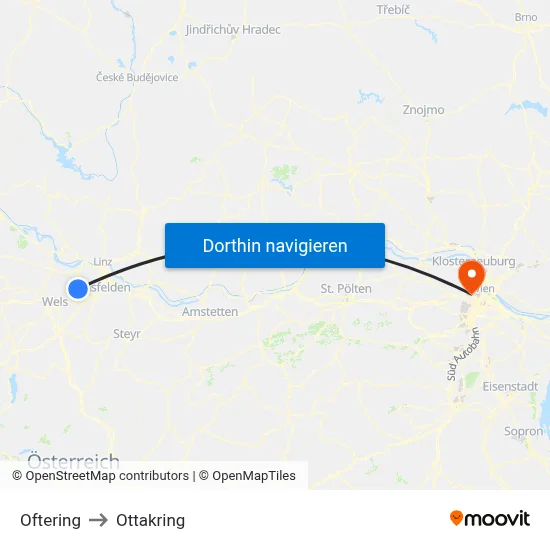 Oftering to Ottakring map