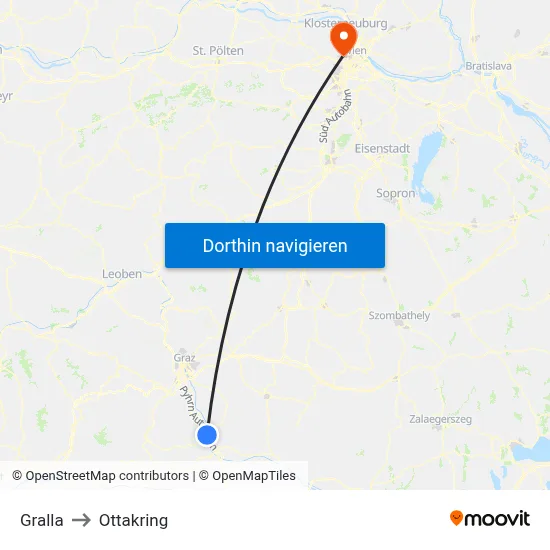 Gralla to Ottakring map