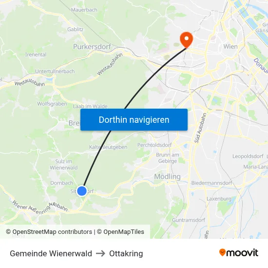Gemeinde Wienerwald to Ottakring map