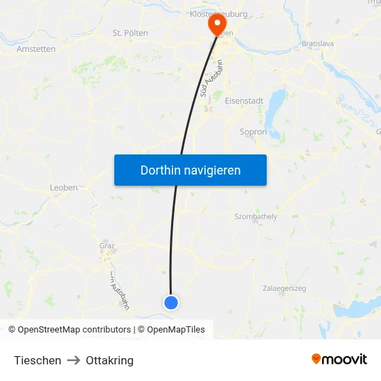 Tieschen to Ottakring map
